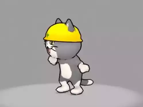 たい焼き猫: Animated Cat in Yellow Hard Hat