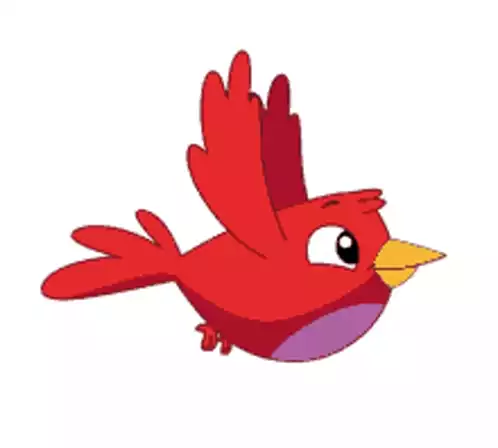 Alfa7: Cute Red Cartoon Bird Flying