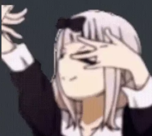 Anime Girl Covering Eyes Playfully