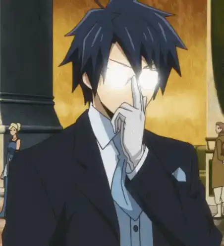 Anime Character Adjusting Glasses