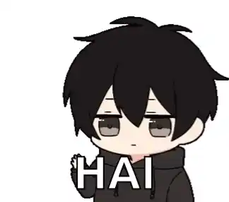 Cute Chibi Anime Boy Waving 'Hai'