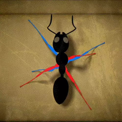 Animated Ant Walking with Colored Legs