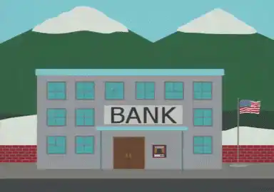 South Park Style Bank Building