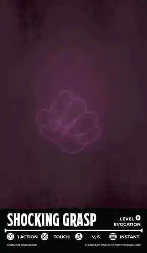 Shocking Grasp Cantrip - Level 0 Evocation