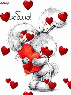 Cute Bunny with Hearts and Love