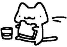 Funny Animated Cat Eating and Drinking
