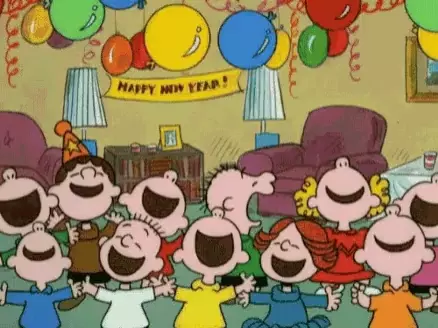 Peanuts Characters Celebrating New Year