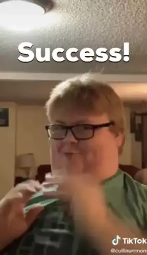 Man Clapping Hands with 'Success!' Caption