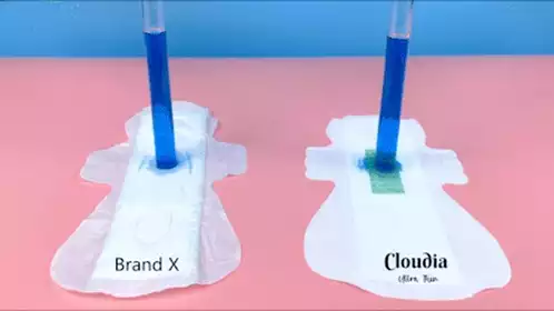 Cloudia Sanitary Pad: Fast Absorption Test