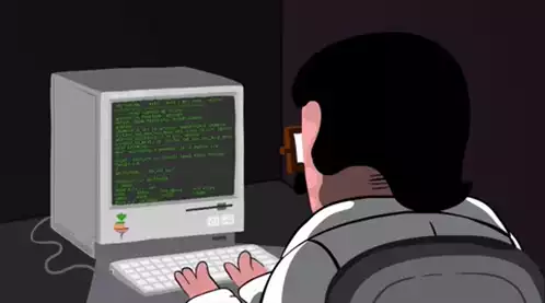 Cartoon Character Coding on an Old Computer