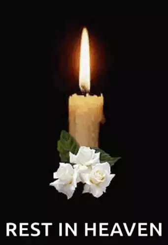 Condolence Candle with Roses: Rest in Heaven
