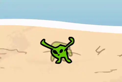 Craze Glorp: Green Alien on Beach