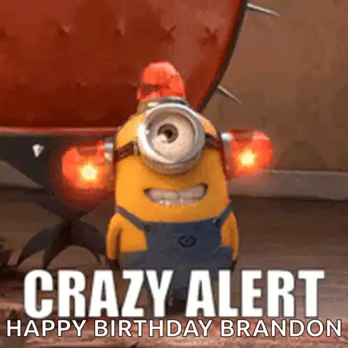 Crazy Alert Happy Birthday Brandon Minion