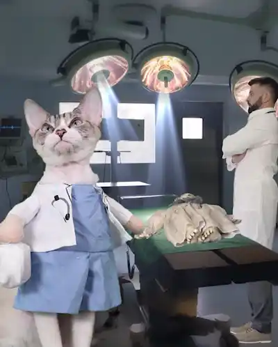 Cute Cat Devon Rex Surgeon's Hilarious Hospital Fail