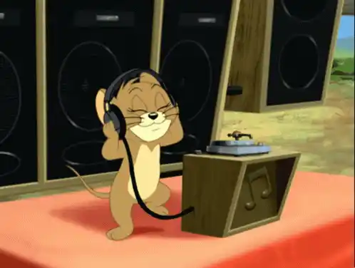 Cartoon Mouse Dancing to Music with Headphones