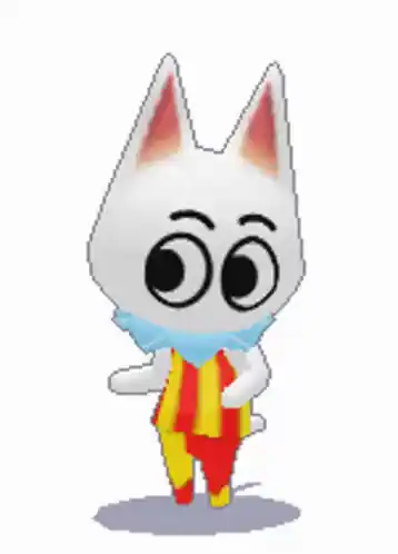 Cute Dancing White Cartoon Cat