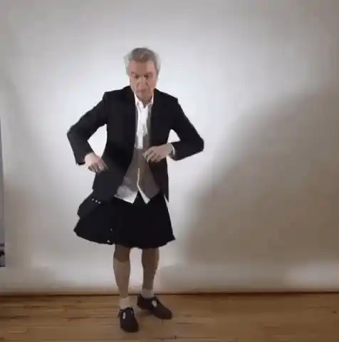 David Byrne's Energetic Kilt Dance