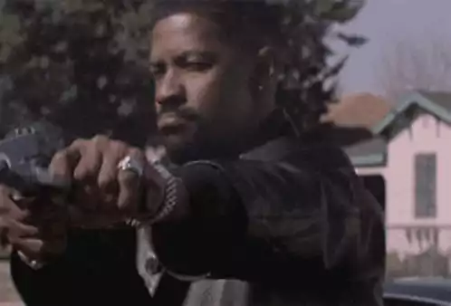 Denzel Washington Points Gun