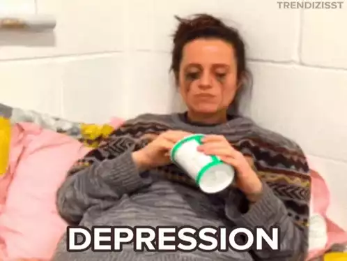 Depressed Woman Eating Ice Cream
