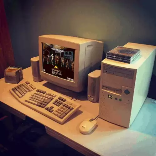 Retro PC Setup Playing Diablo II