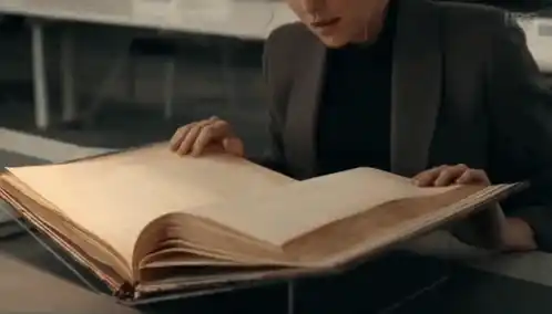 Diana Bishop Intently Reading in Library