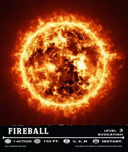Dn D Fireball Spell Card