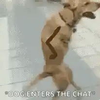 Dog Waving with Drawn Arms