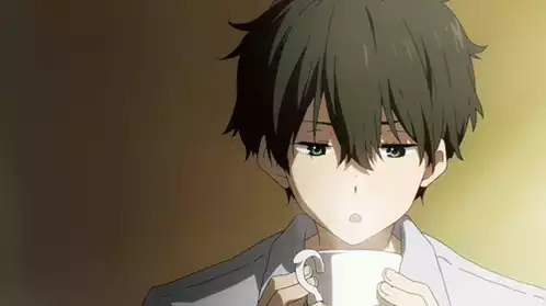 Hōtarō Oreki Sips Drink in Hyouka Anime