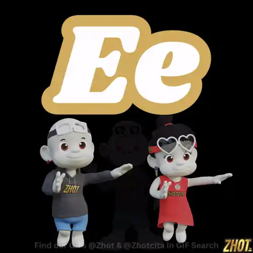 Animated Letter E with Dancing Characters