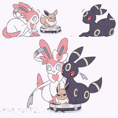 Eevee, Sylveon, Umbreon Bunnies on Robot Vacuum