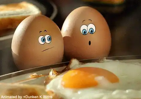 Animated Eggs React to Fried Egg