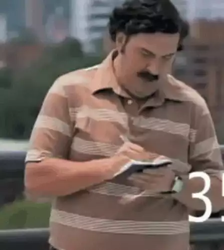 Escobar Meme Man Writing Notes