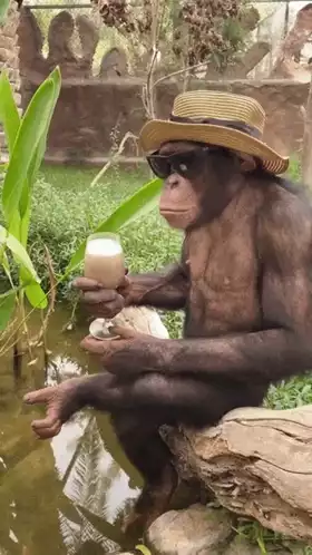 Fame Park Princess: Chimp Relaxing with Drink