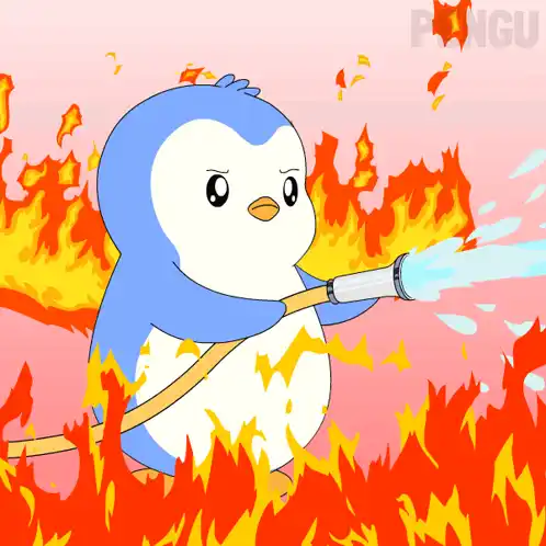 Pengu the Penguin Battles Flames