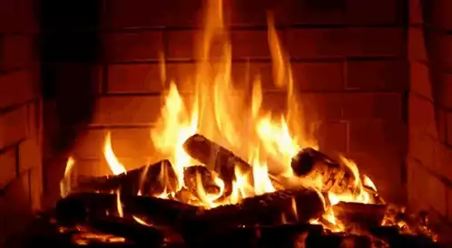 Cozy Fireplace with Burning Logs