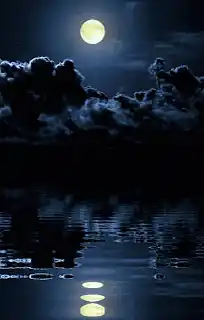 Full Moon Over Water at Night