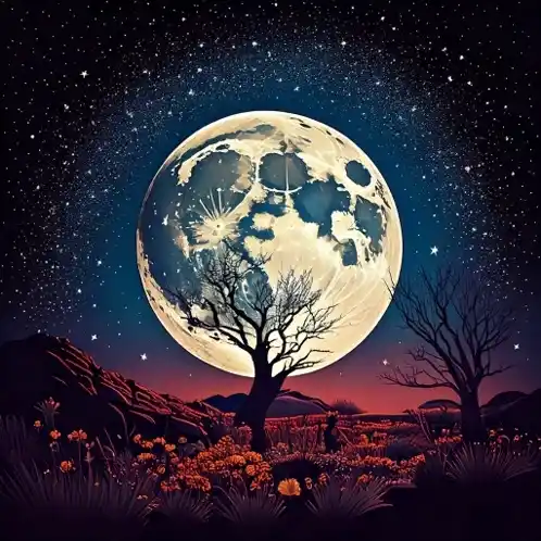 Good Night Love You - Full Moon & Starry Night