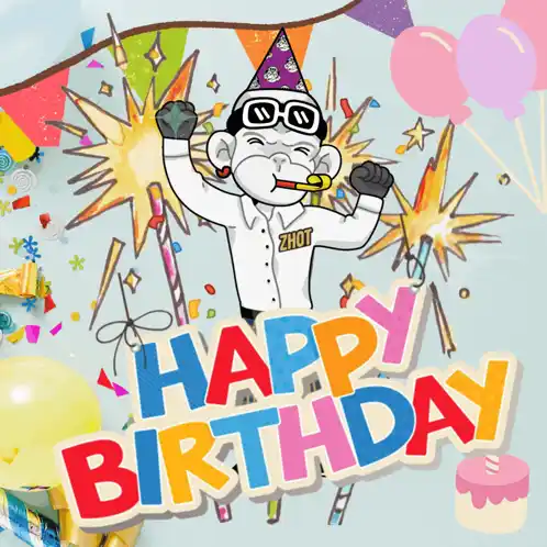 Happy Birthday Celebration with Monkey