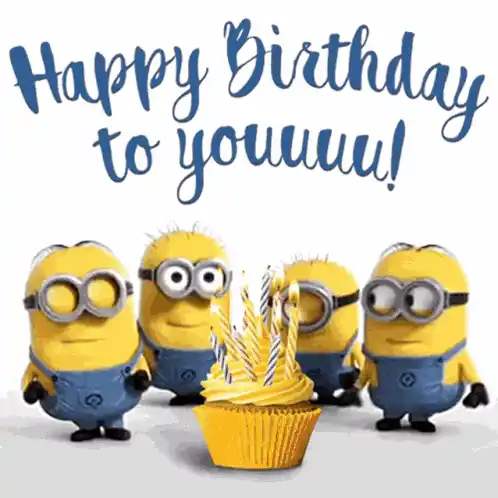 Happy Birthday Minions with Cupcake