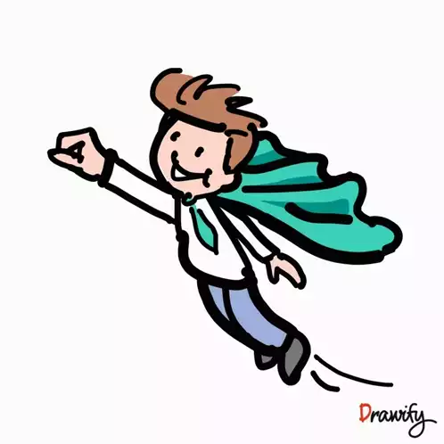 Happy Superhero Man Flying