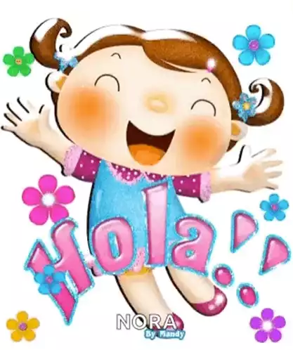 Nora: Cute Cartoon Girl Says Hola