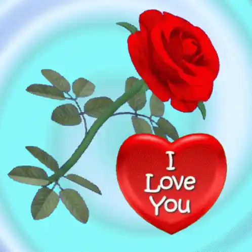 Animated Rose with 'I Love You' & 'I Miss You' Heart