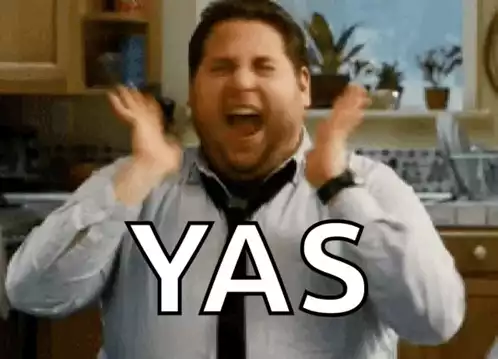 Jonah Hill Excitedly Shouting 'YAS!'