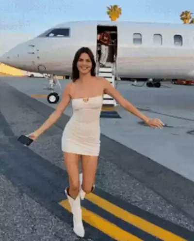 Kendall Jenner Posing by Private Jet