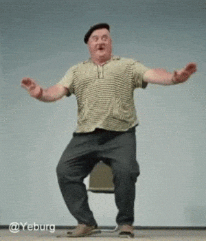 Happy Man in Beret Dancing