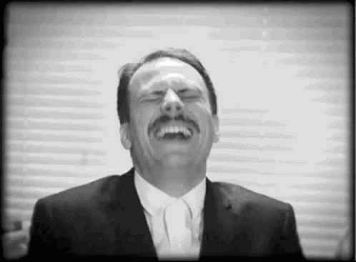 Man Laughing in Black and White