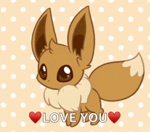 Cute Eevee Pokemon Says 'Love You'