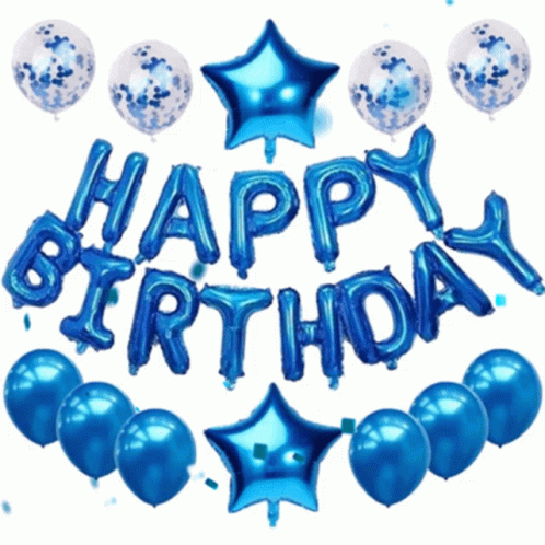 Blue Happy Birthday Balloons