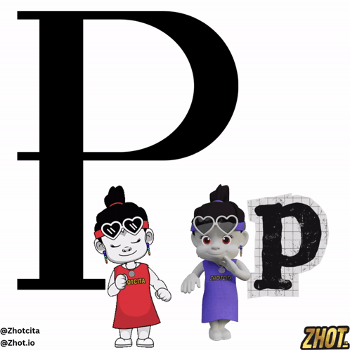 Letter P with Zhotcita Cartoon Characters