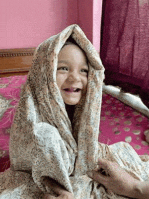 Adorable Child Playing Shy